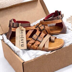 Bed Stu $145 Miya Leather Gladiator Sandal Cafe Latte Rustic Womens 9 Back Zip